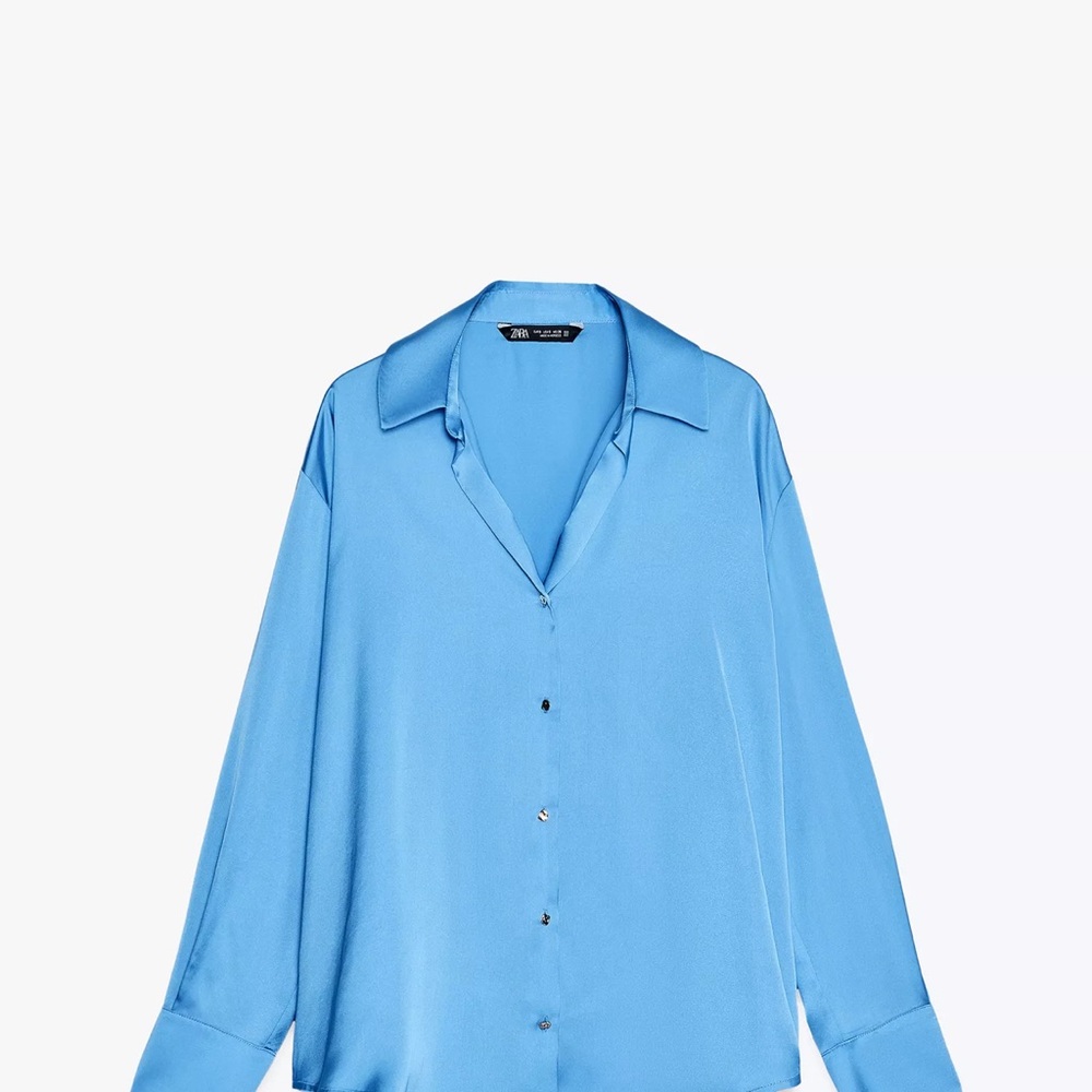 Zara Women's Sky Blue Button-Up Blouse